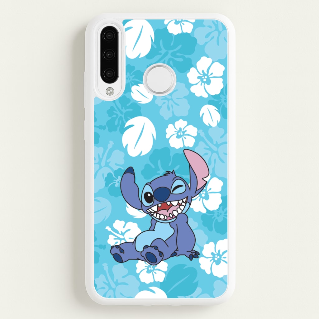 Cute Blue Alien Floral Pattern  - Stitch Phone Case for Huawei P30 Lite