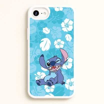 Cute Blue Alien Floral Pattern  - Stitch Phone Case for iPhone 6 / 7 / 8 / SE