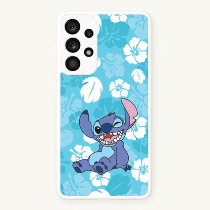 Cute Blue Alien Floral Pattern  - Stitch Phone Case for Galaxy A53