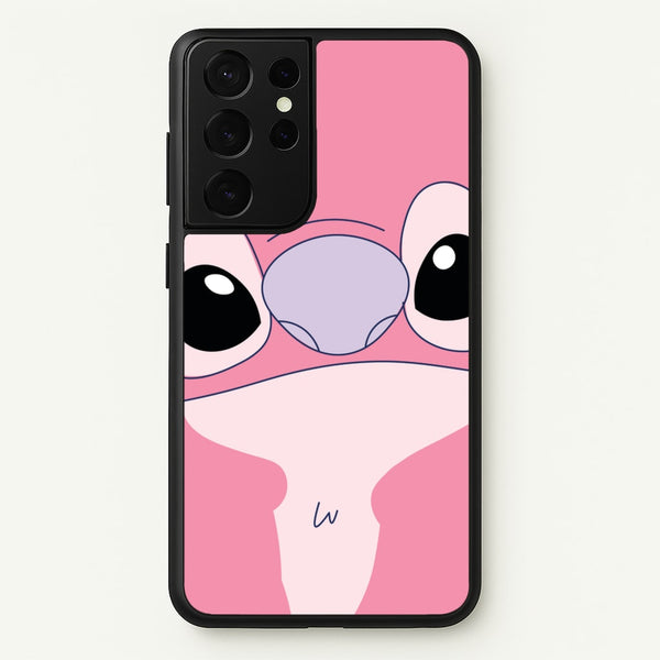 Cute Pink Alien Face  - Stitch Phone Case for Galaxy S21 Ultra