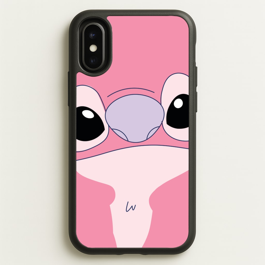 Cute Pink Alien Face  - Stitch Phone Case for iPhone X / XS