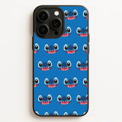 Blue Alien Face Pattern  - Stitch Phone Case for iPhone 16 Pro Max