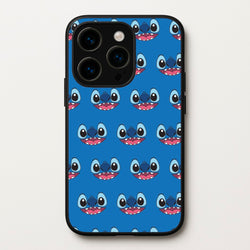 Blue Alien Face Pattern  - Stitch Phone Case for iPhone 15 Pro