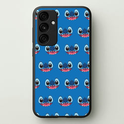 Blue Alien Face Pattern  - Stitch Phone Case for Galaxy A55