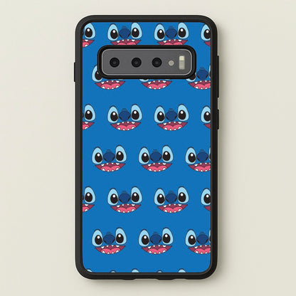 Blue Alien Face Pattern  - Stitch Phone Case for Galaxy S10