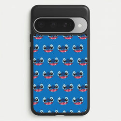 Blue Alien Face Pattern Phone Case for Google Pixel 10 Pro XL
