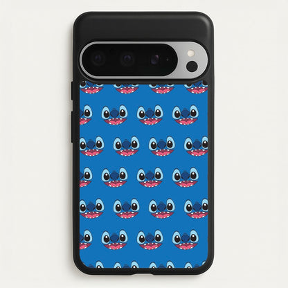 Blue Alien Face Pattern  - Stitch Phone Case for Google Pixel 9 Pro XL