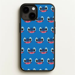 Blue Alien Face Pattern  - Stitch Phone Case for iPhone 13