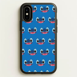 Blue Alien Face Pattern  - Stitch Phone Case for iPhone X / XS