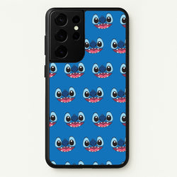 Blue Alien Face Pattern  - Stitch Phone Case for Galaxy S21 Ultra
