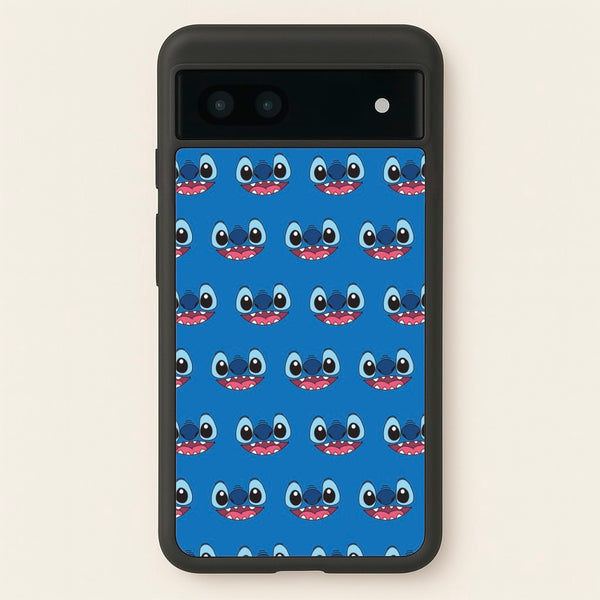 Blue Alien Face Pattern  - Stitch Phone Case for Google Pixel 7a