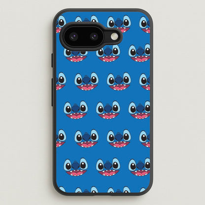 Blue Alien Face Pattern  - Stitch Phone Case for Google Pixel 9a
