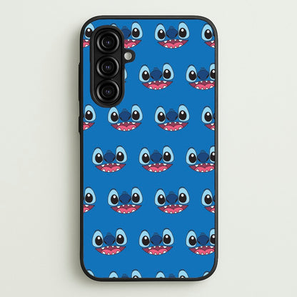 Blue Alien Face Pattern  - Stitch Phone Case for Galaxy A16