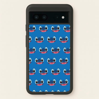 Blue Alien Face Pattern  - Stitch Phone Case for Google Pixel 7