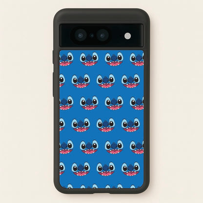 Blue Alien Face Pattern  - Stitch Phone Case for Google Pixel 8