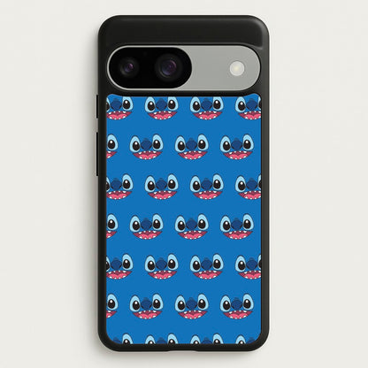 Blue Alien Face Pattern  - Stitch Phone Case for Google Pixel 9 / 9 Pro