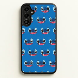 Blue Alien Face Pattern  - Stitch Phone Case for Galaxy A36