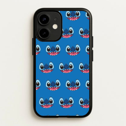Blue Alien Face Pattern  - Stitch Phone Case for iPhone 12 Mini