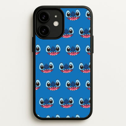 Blue Alien Face Pattern  - Stitch Phone Case for iPhone 11