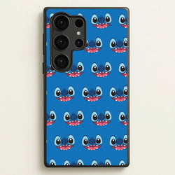 Blue Alien Face Pattern  - Stitch Phone Case for Galaxy S25 Ultra