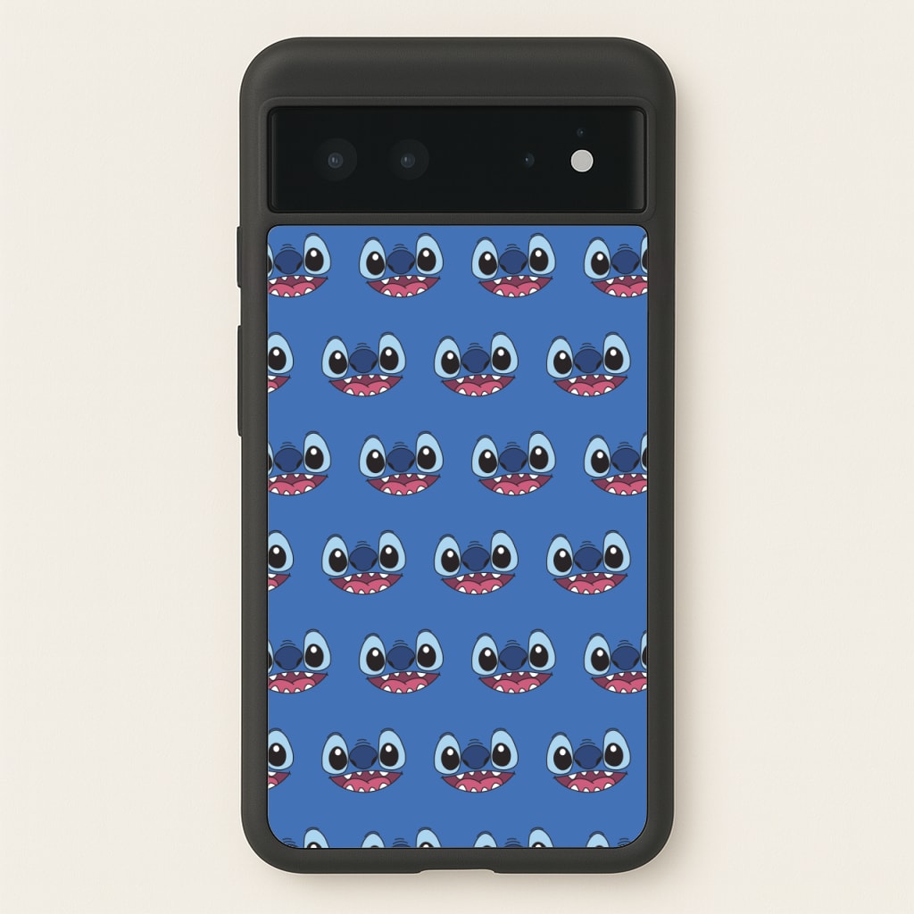 Blue Alien Face Pattern  - Stitch Phone Case for Google Pixel 6