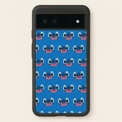 Blue Alien Face Pattern  - Stitch Phone Case for Google Pixel 6