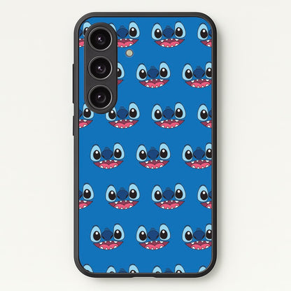 Blue Alien Face Pattern  - Stitch Phone Case for Galaxy S25