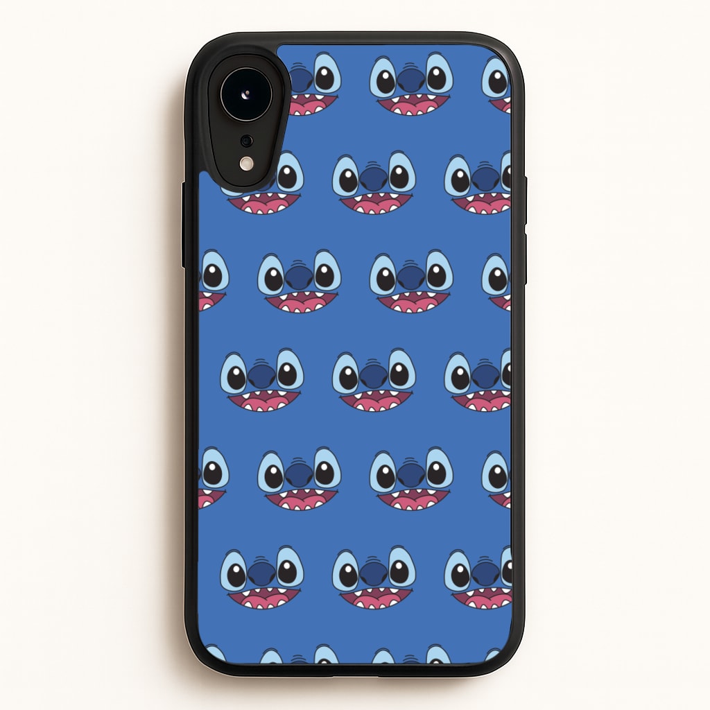 Blue Alien Face Pattern  - Stitch Phone Case for iPhone XR