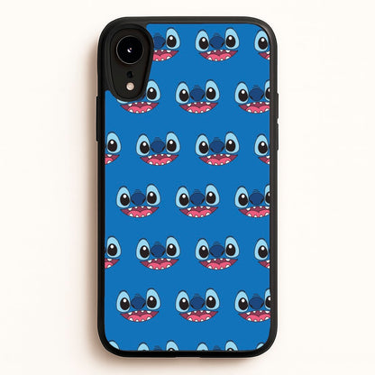 Blue Alien Face Pattern  - Stitch Phone Case for iPhone XR
