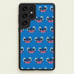 Blue Alien Face Pattern  - Stitch Phone Case for Galaxy S23 Ultra