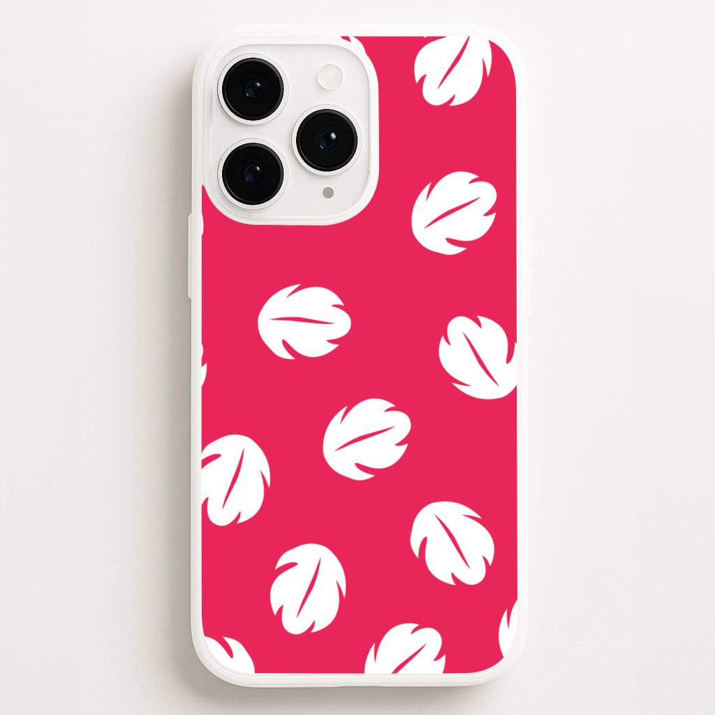 Red And White Cartoon Leaves Pattern  - Stitch Phone Case for iPhone 16 Pro Max