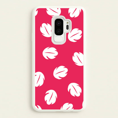 Red And White Cartoon Leaves Pattern  - Stitch Phone Case for Galaxy S9 Plus