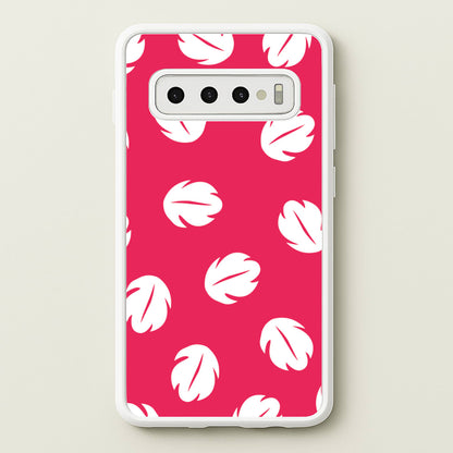Red And White Cartoon Leaves Pattern  - Stitch Phone Case for Galaxy S10 Plus