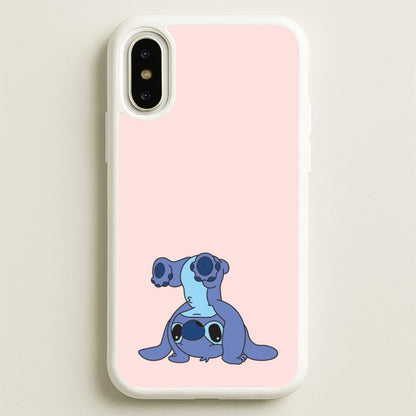 Cute Blue Alien Handstand  - Stitch Phone Case for iPhone X / XS