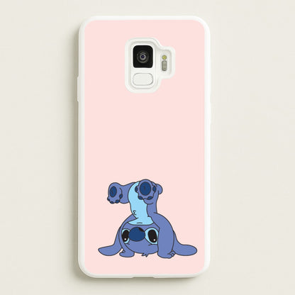 Cute Blue Alien Handstand  - Stitch Phone Case for Galaxy S9