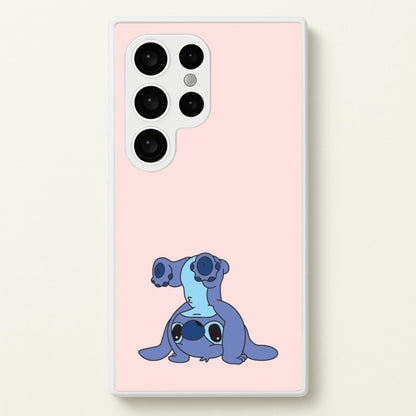 Cute Blue Alien Handstand  - Stitch Phone Case for Galaxy S24 Ultra