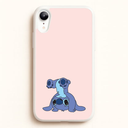 Cute Blue Alien Handstand  - Stitch Phone Case for iPhone XR
