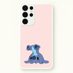 Cute Blue Alien Handstand  - Stitch Phone Case for Galaxy S21 Ultra