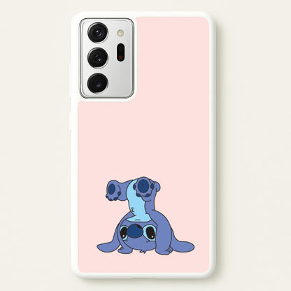 Cute Blue Alien Handstand  - Stitch Phone Case for Galaxy Note 20 Ultra