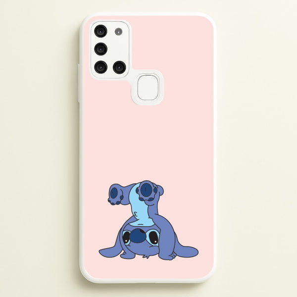 Cute Blue Alien Handstand  - Stitch Phone Case for Galaxy A21s