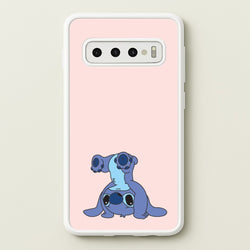 Cute Blue Alien Handstand  - Stitch Phone Case for Galaxy S10