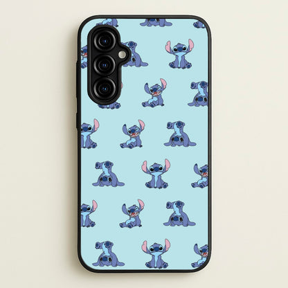 Cute Blue Alien Pose Pattern  - Stitch Phone Case for Galaxy A54