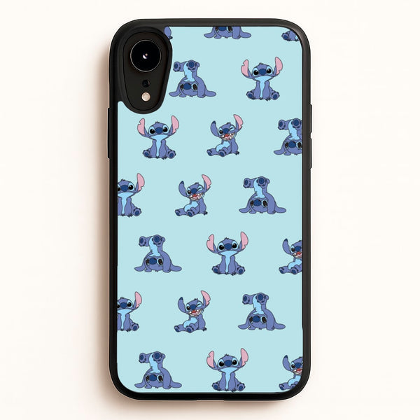Cute Blue Alien Pose Pattern  - Stitch Phone Case for iPhone XR