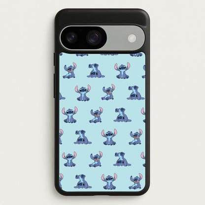 Cute Blue Alien Pose Pattern  - Stitch Phone Case for Google Pixel 9 / 9 Pro
