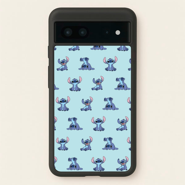 Cute Blue Alien Pose Pattern  - Stitch Phone Case for Google Pixel 7