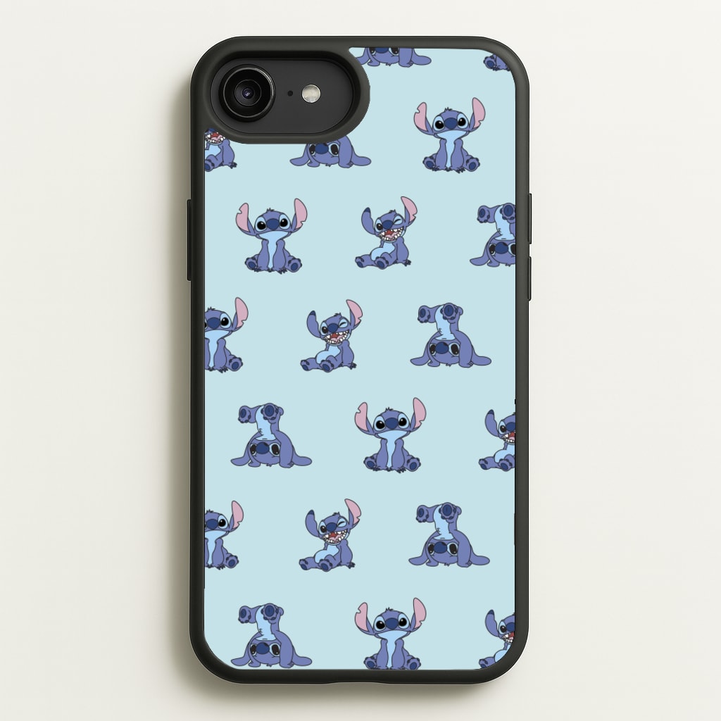 Cute Blue Alien Pose Pattern  - Stitch Phone Case for iPhone 6 Plus / 7 Plus / 8 Plus