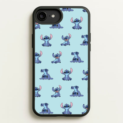 Cute Blue Alien Pose Pattern  - Stitch Phone Case for iPhone 6 Plus / 7 Plus / 8 Plus
