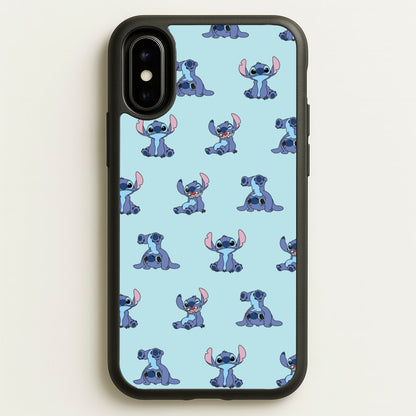 Cute Blue Alien Pose Pattern  - Stitch Phone Case for iPhone X / XS