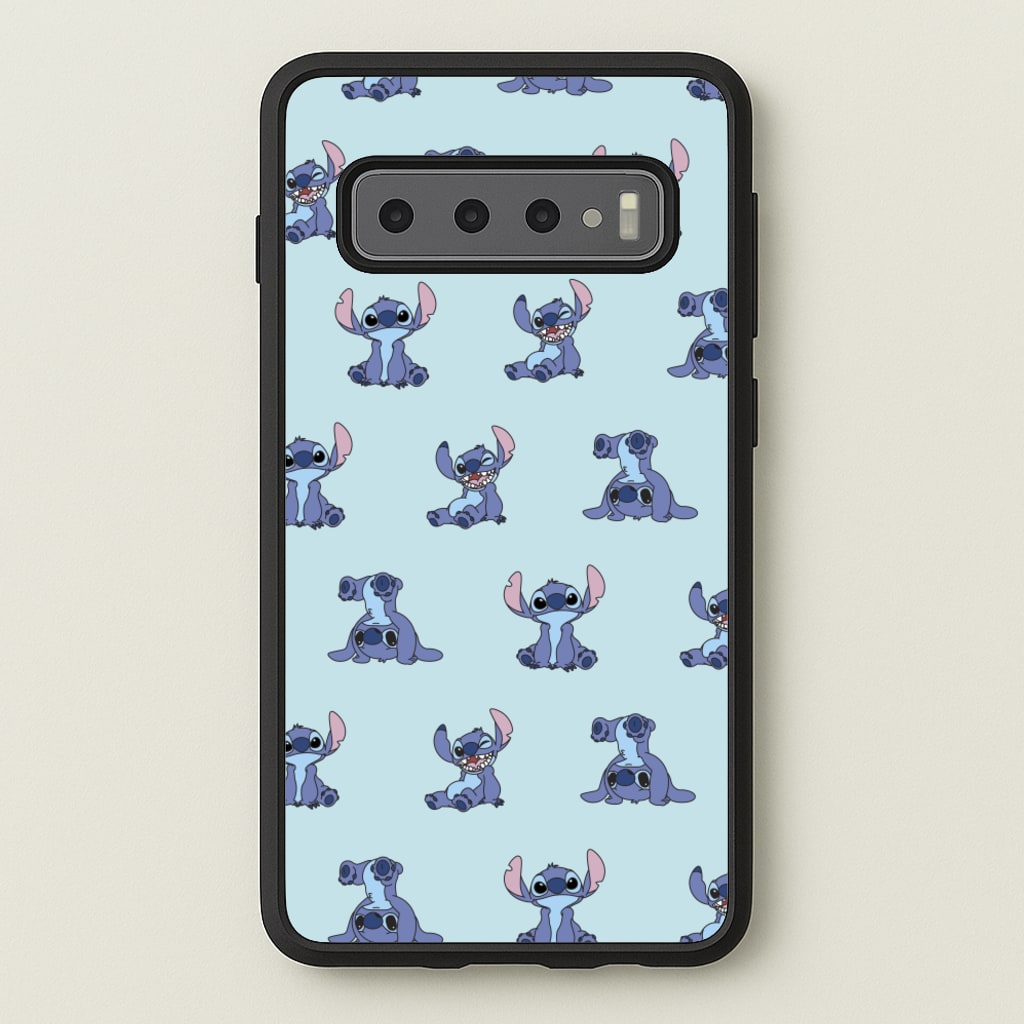 Cute Blue Alien Pose Pattern  - Stitch Phone Case for Galaxy S10