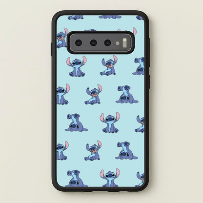 Cute Blue Alien Pose Pattern  - Stitch Phone Case for Galaxy S10